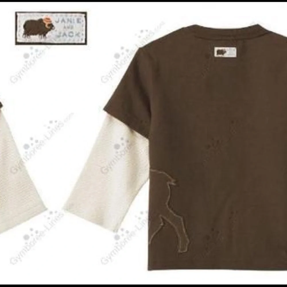 Janie and Jack Reindeer Double Sleeve Tee